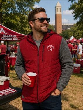 Alabama Crimson Tide Colosseum Course Herringbone Quilted Hooded Jacket